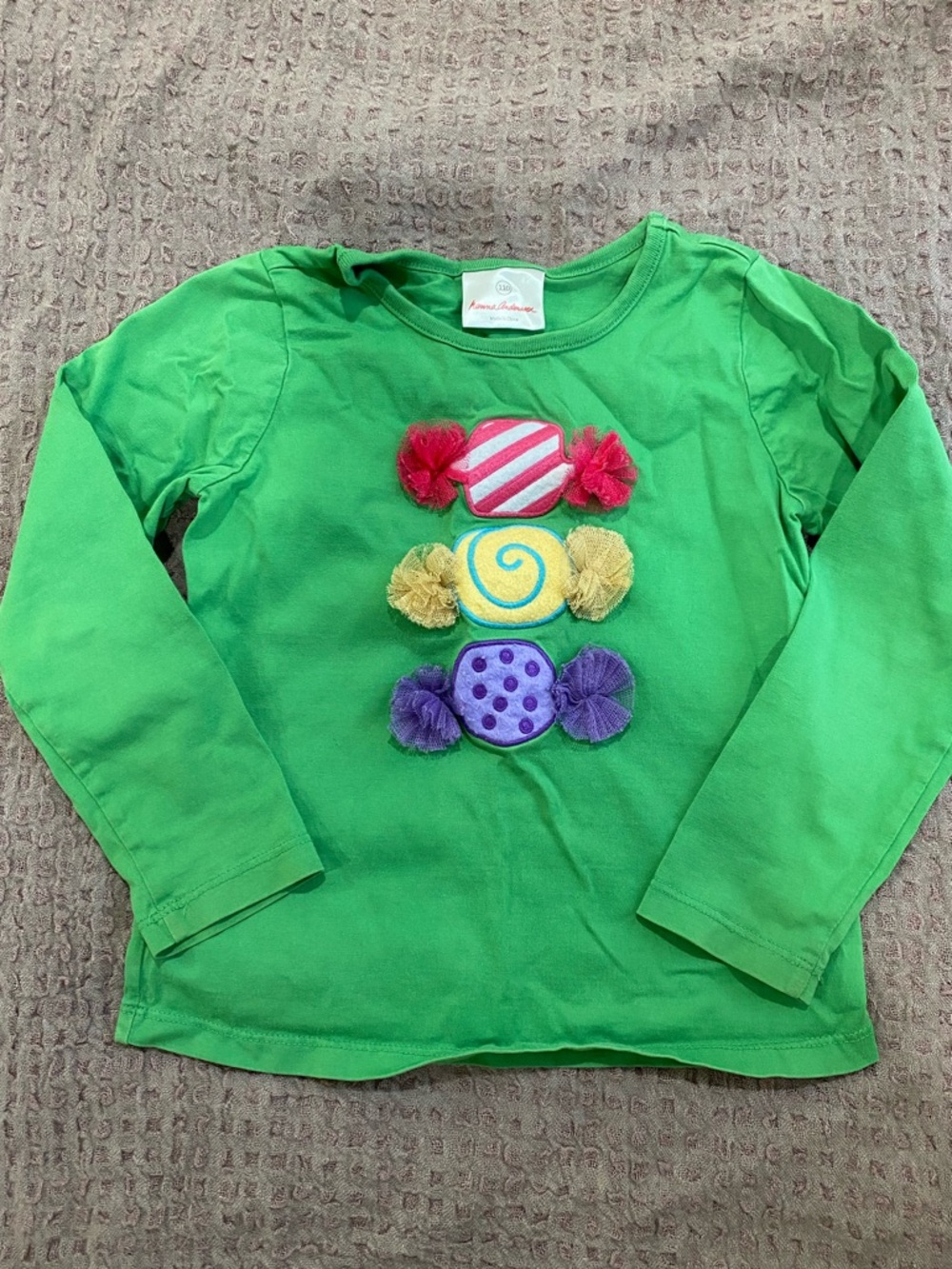 Hanna Andersson Bright Green Long-Sleeve Top with Candy Appliqués